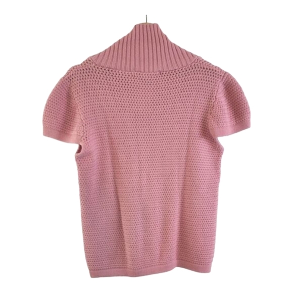 Y2K Girly Pink Knit Top Sweater Size M Cap Sleeves Grandma- Kidcore - Picture 7 of 10
